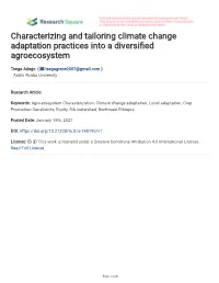 Characterizing and Tailoring Climate Change Adaptation Practices Into a Diversifed Agroecosystem