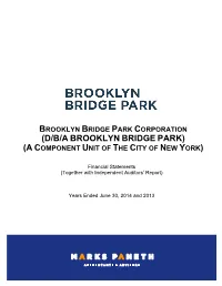 D/B/A Brooklyn Bridge Park) (A Component Unit of the City of New York