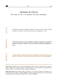 Onomàstica De Vilaverd Els Noms De Lloc I De Persona Del Terme Municipal