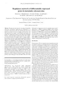 Regulatory Network of Differentially Expressed Genes in Metastatic Osteosarcoma