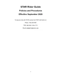 STAR Rider Guide Policies and Procedures Effective September 2020