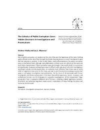 The Calculus of Public Corruption Cases: Hidden Decisions in Investigations and Prosecutions