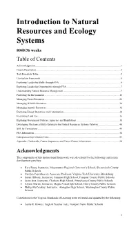 8040 Introduction to Natural Resources and Ecology Systems