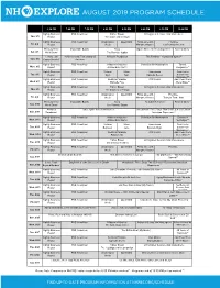 August 2019 Program Schedule