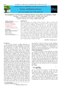 Investigations on Nuclear Counting System Using Data Acceptance Tests Atul Bhalla1,2*, Heena Duggal1, Navjeet Sharma2, J.S