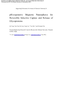 Ph-Responsive Magnetic Nanospheres for Reversibly Selective Capture and Release of Glycoproteins