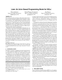 Liam: an Actor Based Programming Model for Hdls