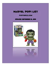 Marvel Pop! List Popvinyls.Com