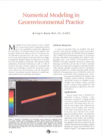 Numerical Modeling in Geoenvironmental Practice