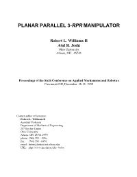 Planar Parallel 3-Rpr Manipulator