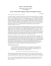 Queen's University, Belfast the EU and the Irish Language: Identity And