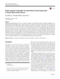 Ritual Responses to Drought: an Examination of Ritual Expressions in Classic Maya Written Sources