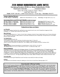 Rubberducks Game Notes 082418