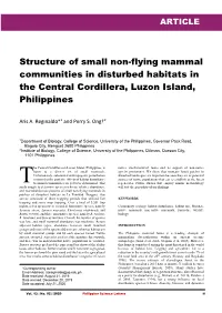 Structure of Small Non-Flying Mammal Communities in Disturbed Habitats in the Central Cordillera, Luzon Island, Philippines