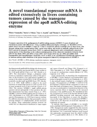 A Novel Translational Repressor Mrna Is Edited Extensively in Livers Containing Tumors Caused by the Transgene Expression of the Apob Mrna-Editing Enzyme