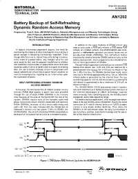 Battery Backup of Self-Refreshing Dynamic Random Access Memory Prepared By: Paul A