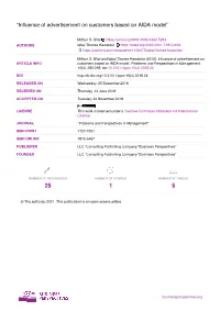 “Influence of Advertisement on Customers Based on AIDA Model”