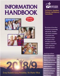 INFORMATION for Parents, Guardians, Students, and Advisory HANDBOOK Committees Interactive Table of Contents