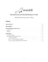 Mariadb Enterprise \& Mariadb Enterprise Cluster