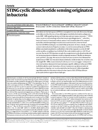 STING Cyclic Dinucleotide Sensing Originated in Bacteria