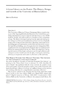 The History, Design, and Growth of the University of Illinois Library