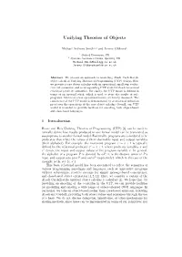 Unifying Theories of Objects