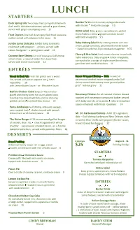 2021 Coolinary Lunch Menu