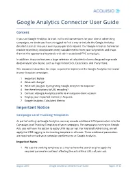 Google Analytics Connector User Guide