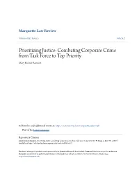 Prioritizing Justice: Combating Corporate Crime from Task Force to Top Priority Mary Kreiner Ramirez