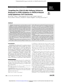 Targeting the CDK4/6-Rb Pathway Enhances Response to PI3K