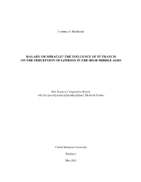 The Influence of St Francis on the Perception of Leprosy in the High Middle Ages