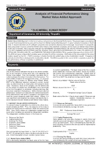 Analysis of Financial Performance Using Market Value Added Approach