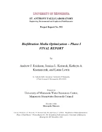 Biofiltration Media Optimization – Phase I FINAL REPORT