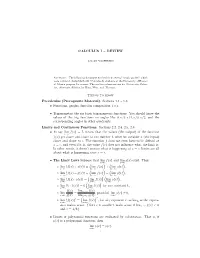 CALCULUS I – REVIEW Things to Know Precalculus (Prerequisite Material). Sections 1.1 – 1.3 • Functions, Graphs, Function C