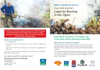 Laws for Burning in the Open