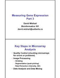 Measuring Gene Expression Part 3 Key Steps in Microarray Analysis