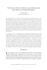 The Extract of Various Prophecies: Apocalypticism and Mass Media in the Early Reformation