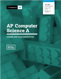 AP Computer Science a Course and Exam Description, Effective 2020