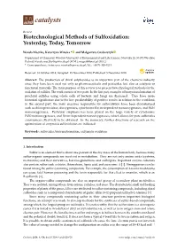 Biotechnological Methods of Sulfoxidation: Yesterday, Today, Tomorrow