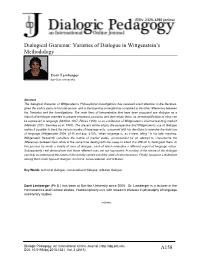 Dialogical Grammar: Varieties of Dialogue in Wittgenstein's