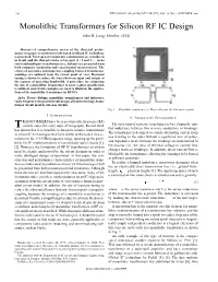 Monolithic Transformers for Silicon RF IC Design John R