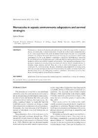 Nematodes in Aquatic Environments Adaptations and Survival Strategies
