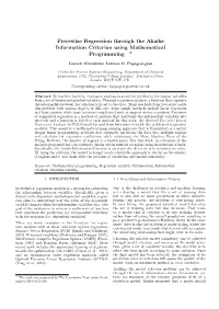 Piecewise Regression Through the Akaike Information Criterion Using Mathematical Programming ?