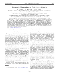 Quadratic Entanglement Criteria for Qutrits K