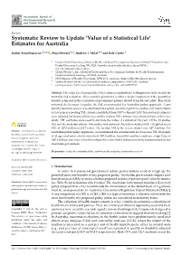 Systematic Review to Update 'Value of a Statistical Life'