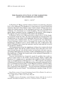 The Framing Function of the Narratives About Zelophehad's Daughters Dean R. Ulrich