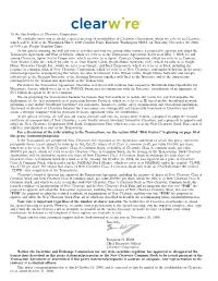 To the Stockholders of Clearwire Corporation