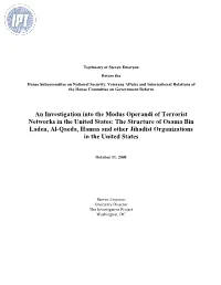 An Investigation Into the Modus Operandi of Terrorist Networks In