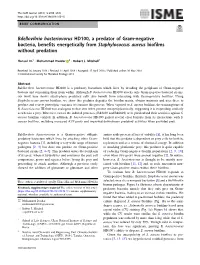 Bdellovibrio Bacteriovorus HD100, a Predator of Gram-Negative Bacteria, Beneﬁts Energetically from Staphylococcus Aureus Bioﬁlms Without Predation