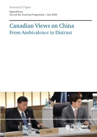 Canadian Views on China from Ambivalence to Distrust Canadian Views on China: from Ambivalence to Distrust